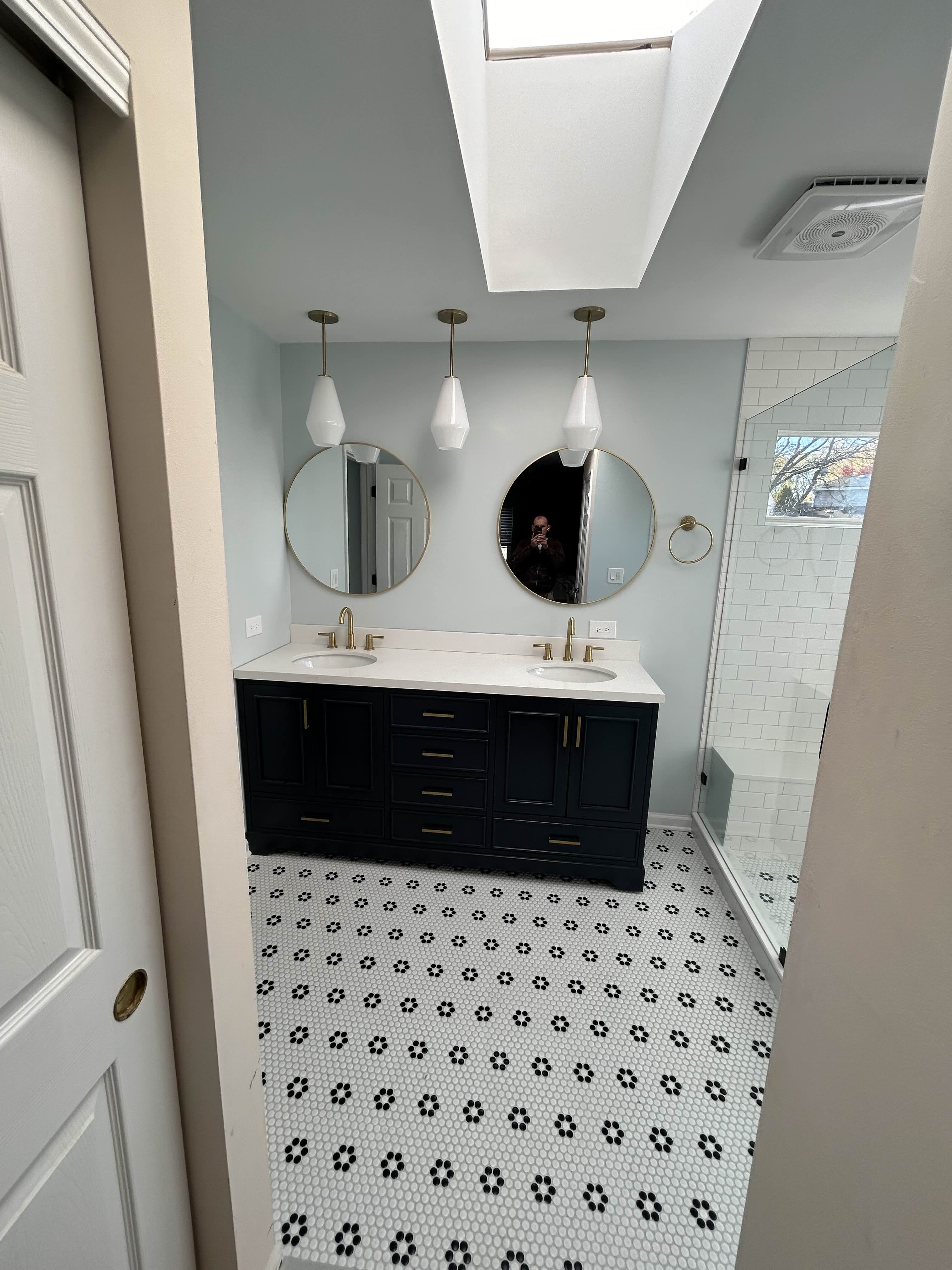 Mosaic floor bathroom renovation